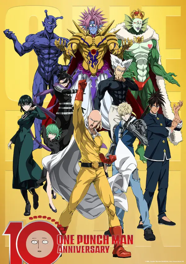 Imagem comemorativa dos 10 anos de One Punch Man